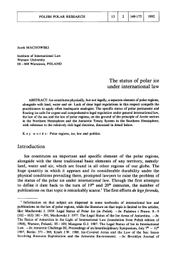 The status of polar ice under international law Introduction