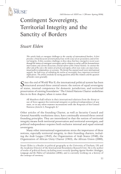 Contingent Sovereignty, Territorial Integrity and the Sanctity of Borders