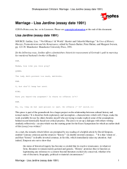 Shakespearean Criticism: Marriage