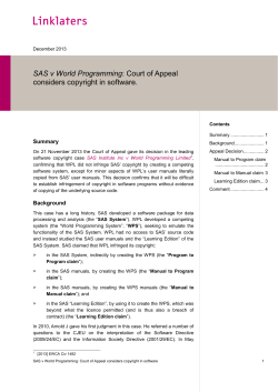 SAS v World Programming: Court of Appeal considers