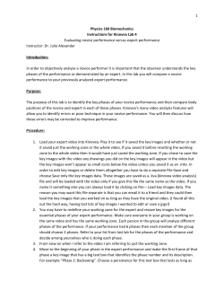 1 Physics 160 Biomechanics Instructions for Kinovea Lab 4