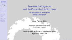 Eremenko`s Conjecture and the Eremenko-Lyubich class