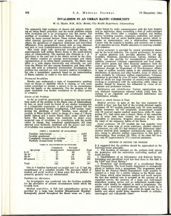 19 December 1964 INVALIDISM IN AN URBAN BANTU COMMUNITY