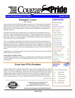From Your PTSA President Principal`s Corner