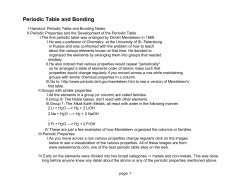 Periodic Table and Bonding