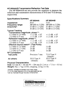 HP 85044A/B Transmisslon/Reflectlon Test Sets 50 n 75 n