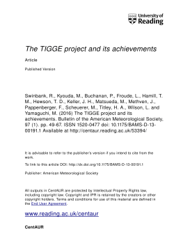 the tigge project and its achievements