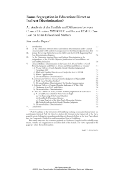 Roma Segregation in Education: Direct or Indirect