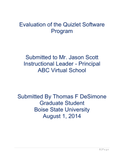 Evaluation of the Quizlet Software Program Submitted to Mr. Jason