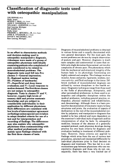 Classification of diagnostic tests used with osteopathic manipulation