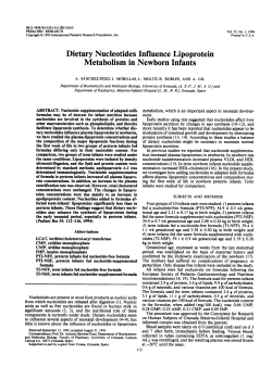 Dietary Nucleotides Influence Lipoprotein Metabolism in