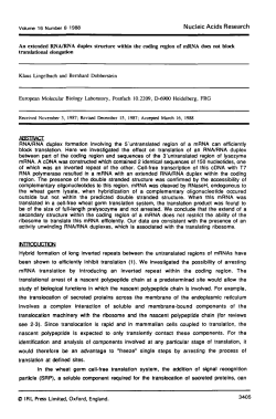 An extended RNA/RNA duplex structure within the coding region of