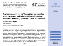 Interactive comment on &ldquo;Interaction between ice sheet