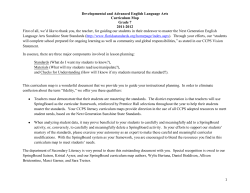 Developmental and Advanced English Language Arts Curriculum