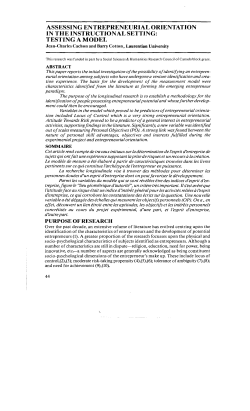 assessing entrepreneurial orientation in the instructional setting