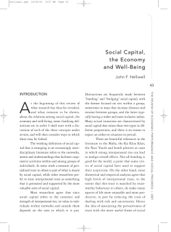 Social Capital, the Economy and Well-Being