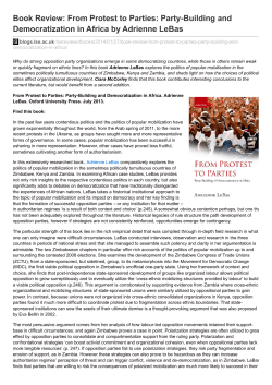 Book Review: From Protest to Parties: Party