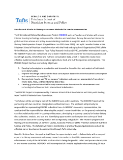 Postdoctoral Scholar in Dietary Assessment Methods for Low