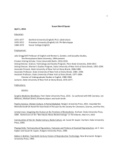 Susan Merrill Squier April 1, 2016 Education: 1972