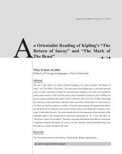 An Orientalist Reading of Kipling`s &ldquo;The Return of Imray&rdquo; and &ldquo;The