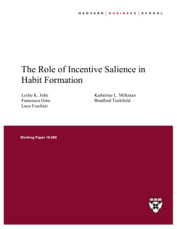 The Role of Incentive Salience in Habit Formation