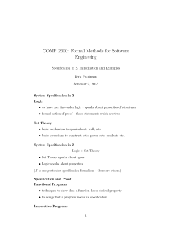 COMP 2600: Formal Methods for Software Engineeing