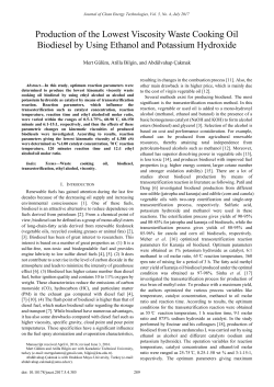 Production of the Lowest Viscosity Waste Cooking Oil Biodiesel by