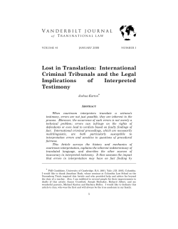 Lost in Translation: International Criminal Tribunals and the Legal