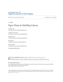 Paper Waste In McKillop Library - Digital Commons @ Salve Regina