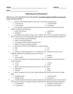 SAGE Review #2 Worksheet