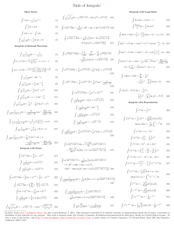 Integral Table from http://integral