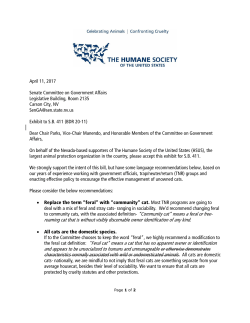 SB 411_Testimony Letter in Support_The Humane Society
