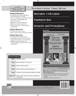 Hercules` 11th Labor Pandora`s Box Demeter and Persephone