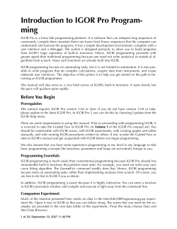 Introduction to IGOR Pro Program- ming