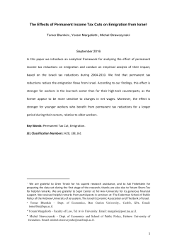 The Effects of Permanent Income Tax Cuts on Emigration from Israel1