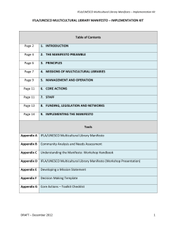 IFLA/UNESCO MULTICULTURAL LIBRARY MANIFESTO