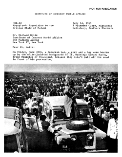Nyasaland: Transition to the African State of Malawi