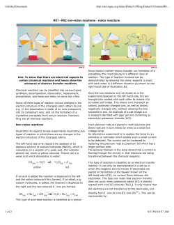 R01 - R02 non-redox reactions - redox reactions Untitled Document