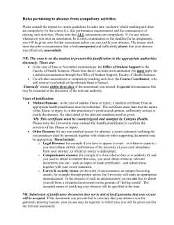 Rules pertaining to absence from compulsory