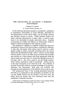 THE MECHANISM OF JAUNDICE: A WORKING HYPOTHESIS* In