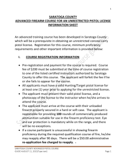 SARATOGA COUNTY ADVANCED FIREARM COURSE FOR AN