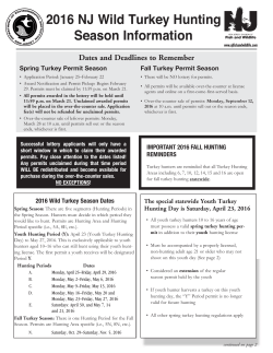 NJ Turkey Hunting Information Booklet 2016