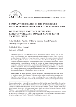 dominant discharge in the indus river from downstream of the kotri