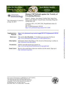 Human CRP Defends against the Toxicity of Circulating Histones