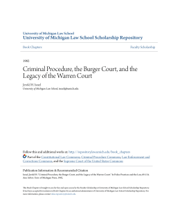 Criminal Procedure, the Burger Court, and the Legacy of the Warren
