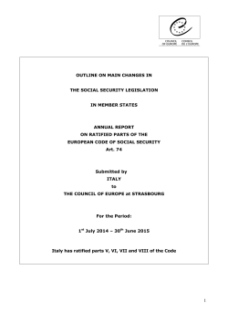 OUTLINE ON MAIN CHANGES IN THE SOCIAL SECURITY