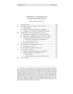 indemnity and insurance in the texas oil patch