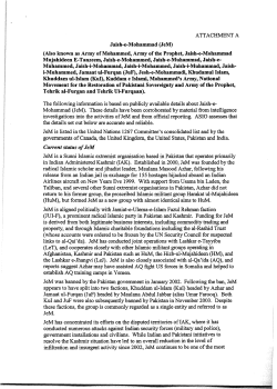 Information on Jaish-e-Mohammad (JeM) for Review of the re