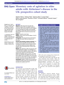 Monetary costs of agitation in older adults with Alzheimer`s disease