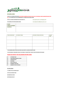 Returns Form - JE James Cycles